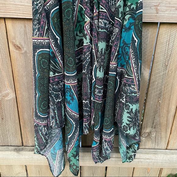 ModCloth Dress Chiffon Paisley Double V-Neck Flounce Edge Sleeveless Size Medium - Picture 6 of 8